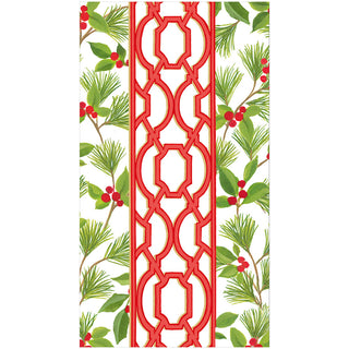 Knots And Greenery White Guest Towel - package of 15