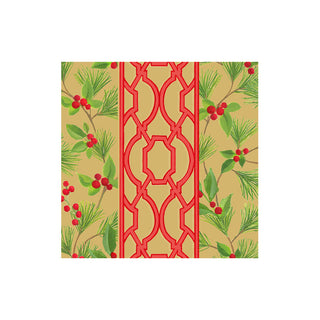 Knots And Greenery Gold Cocktail Napkin - package of 20