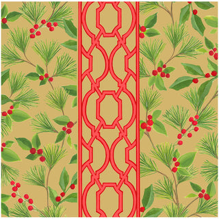 Knots And Greenery Gold Dinner Napkin - package of 20