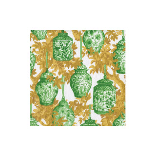 Ginger Jars Green/White Cocktail Napkin - package of 20