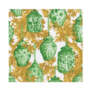 Ginger Jars Green/White Napkin Luncheon