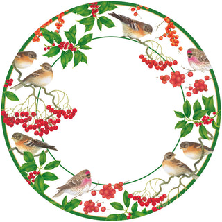 Birds And Berries White Luxury Paper Dinner Plates - pack of 8