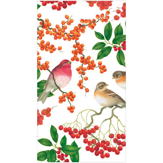 Birds And Berries White Guest Towel - package of 15