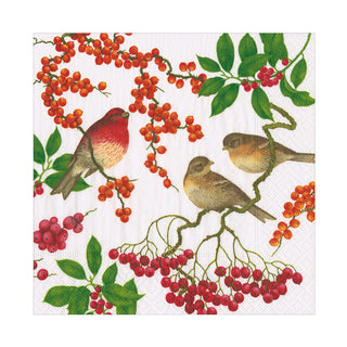 Birds And Berries White Napkin Luncheon