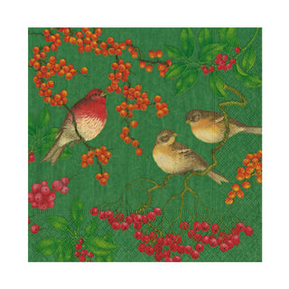 Birds And Berries Green Napkin Luncheon
