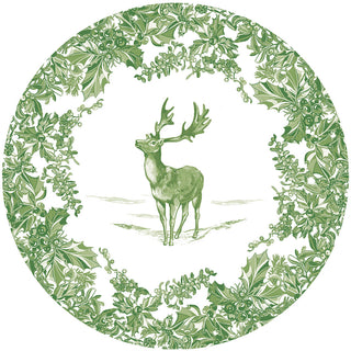 Stag Toile Sage/White Luxury Paper Dinner Plates - pack of 8