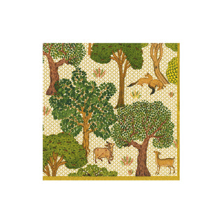Arcadian Forest Linen Cocktail Napkin - package of 20