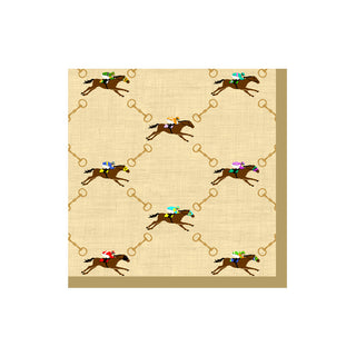 And They'Re Off Linen Cocktail Napkin - package of 20