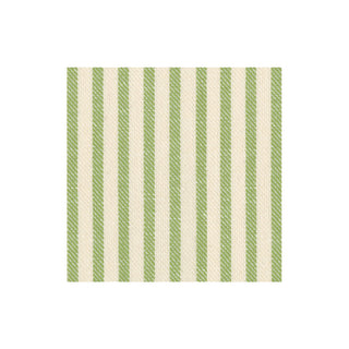 Melograno Stripe Sage-Paper Linen Paper Linen Cocktail Napkin - package of 15