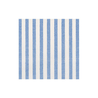 Melograno Stripe Blue-Paper Linen Paper Linen Cocktail Napkin - package of 15