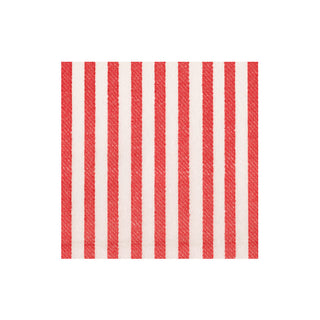 Melograno Stripe Red-Paper Linen Paper Linen Cocktail Napkin - package of 15