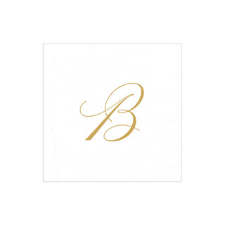 White Pearl Initial "B" Paper Linen Boxed Cocktail Napkins - box of 30