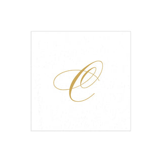 White Pearl Initial "C" Paper Linen Boxed Cocktail Napkins - box of 30