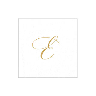 White Pearl Initial "E" Paper Linen Boxed Cocktail Napkins - box of 30
