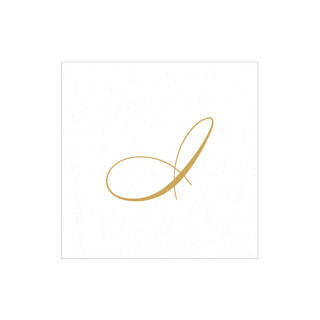 White Pearl Initial "I" Paper Linen Boxed Cocktail Napkins - box of 30