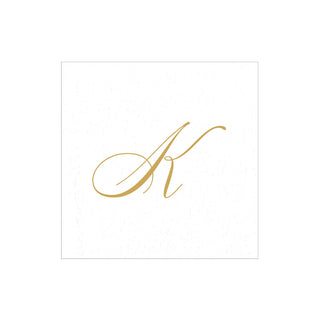 White Pearl Initial "K" Paper Linen Boxed Cocktail Napkins - box of 30