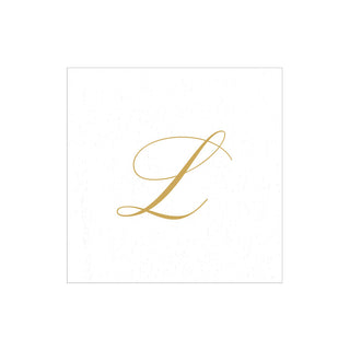 White Pearl Initial "L" Paper Linen Boxed Cocktail Napkins - box of 30