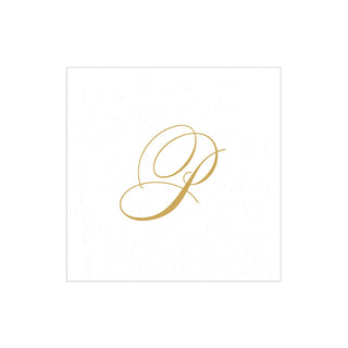 White Pearl Initial "P" Paper Linen Boxed Cocktail Napkins - box of 30