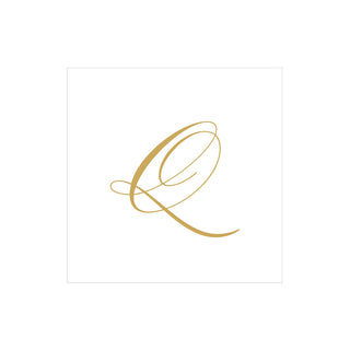 White Pearl Initial "Q" Paper Linen Boxed Cocktail Napkins - box of 30