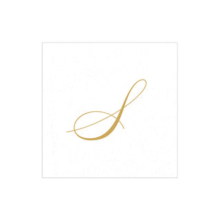 White Pearl Initial "S" Paper Linen Boxed Cocktail Napkins - box of 30