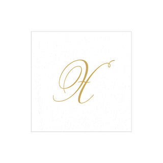 White Pearl Initial "X" Paper Linen Boxed Cocktail Napkins - box of 30