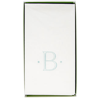 Caspari Antique Initial-Robin's Egg Paper Linen Boxed Guest Towel 24-In