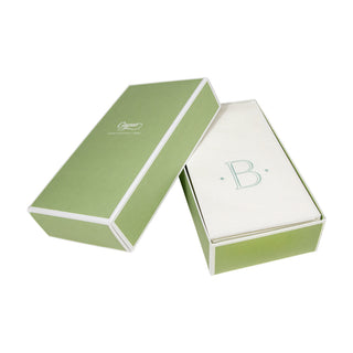 Caspari Antique Initial-Robin's Egg Paper Linen Boxed Guest Towel 24-In