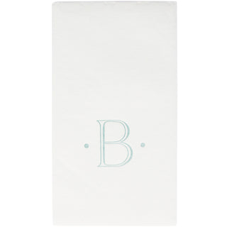 Caspari Antique Initial-Robin's Egg Paper Linen Boxed Guest Towel 24-In
