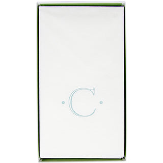 Caspari Antique Initial-Robin's Egg Paper Linen Boxed Guest Towel 24-In