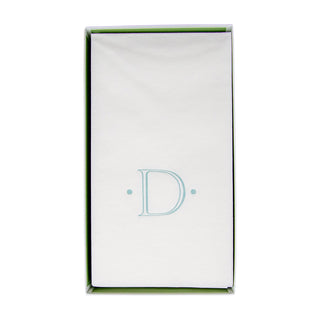 Caspari Antique Initial-Robin's Egg Paper Linen Boxed Guest Towel 24-In