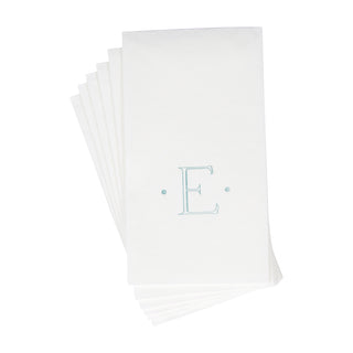 Caspari Antique Initial-Robin's Egg Paper Linen Boxed Guest Towel 24-In