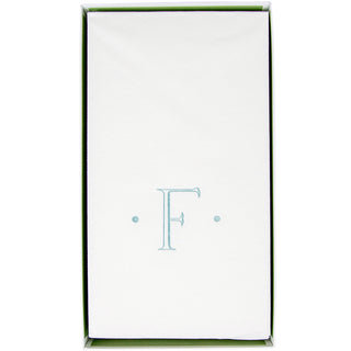 Caspari Antique Initial-Robin's Egg Paper Linen Boxed Guest Towel 24-In
