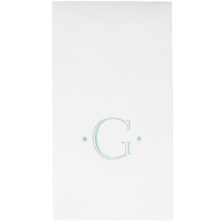 Caspari Antique Initial-Robin's Egg Paper Linen Boxed Guest Towel 24-In