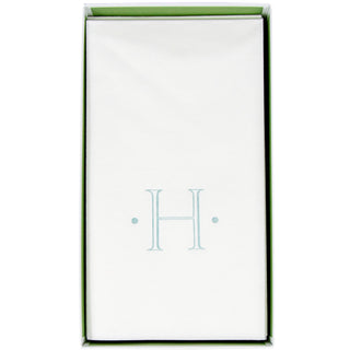 Caspari Antique Initial-Robin's Egg Paper Linen Boxed Guest Towel 24-In