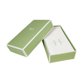 Caspari Antique Initial-Robin's Egg Paper Linen Boxed Guest Towel 24-In