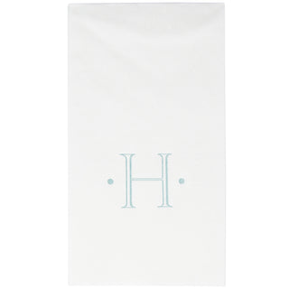 Caspari Antique Initial-Robin's Egg Paper Linen Boxed Guest Towel 24-In