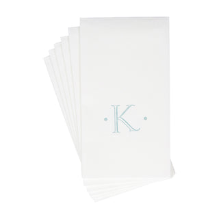 Caspari Antique Initial-Robin's Egg Paper Linen Boxed Guest Towel 24-In