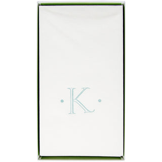 Caspari Antique Initial-Robin's Egg Paper Linen Boxed Guest Towel 24-In