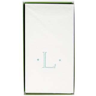 Caspari Antique Initial-Robin's Egg Paper Linen Boxed Guest Towel 24-In