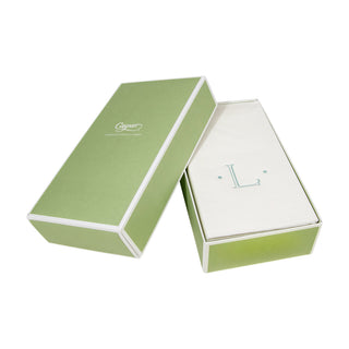 Caspari Antique Initial-Robin's Egg Paper Linen Boxed Guest Towel 24-In
