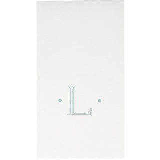 Caspari Antique Initial-Robin's Egg Paper Linen Boxed Guest Towel 24-In