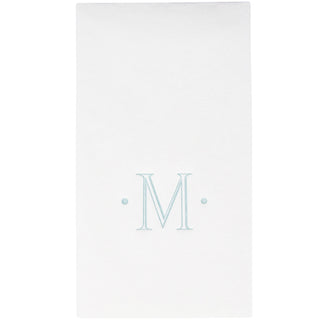Caspari Antique Initial-Robin's Egg Paper Linen Boxed Guest Towel 24-In