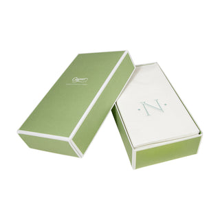 Caspari Antique Initial-Robin's Egg Paper Linen Boxed Guest Towel 24-In