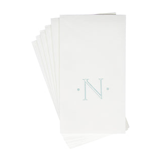 Caspari Antique Initial-Robin's Egg Paper Linen Boxed Guest Towel 24-In