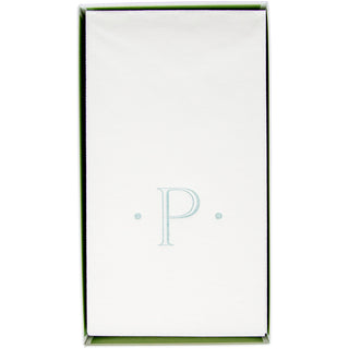 Caspari Antique Initial-Robin's Egg Paper Linen Boxed Guest Towel 24-In