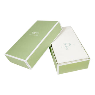Caspari Antique Initial-Robin's Egg Paper Linen Boxed Guest Towel 24-In
