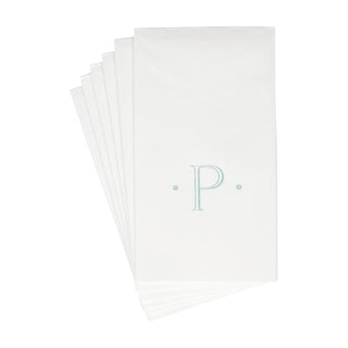 Caspari Antique Initial-Robin's Egg Paper Linen Boxed Guest Towel 24-In