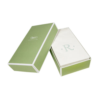 Caspari Antique Initial-Robin's Egg Paper Linen Boxed Guest Towel 24-In