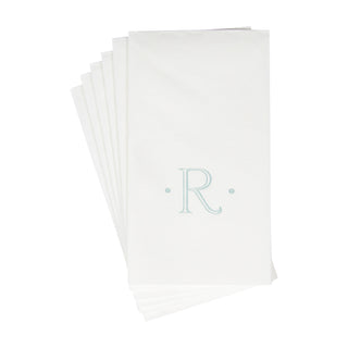Caspari Antique Initial-Robin's Egg Paper Linen Boxed Guest Towel 24-In