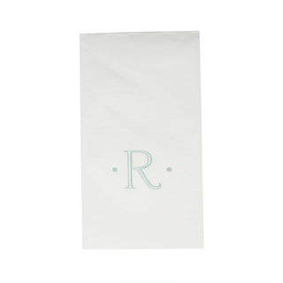 Caspari Antique Initial-Robin's Egg Paper Linen Boxed Guest Towel 24-In